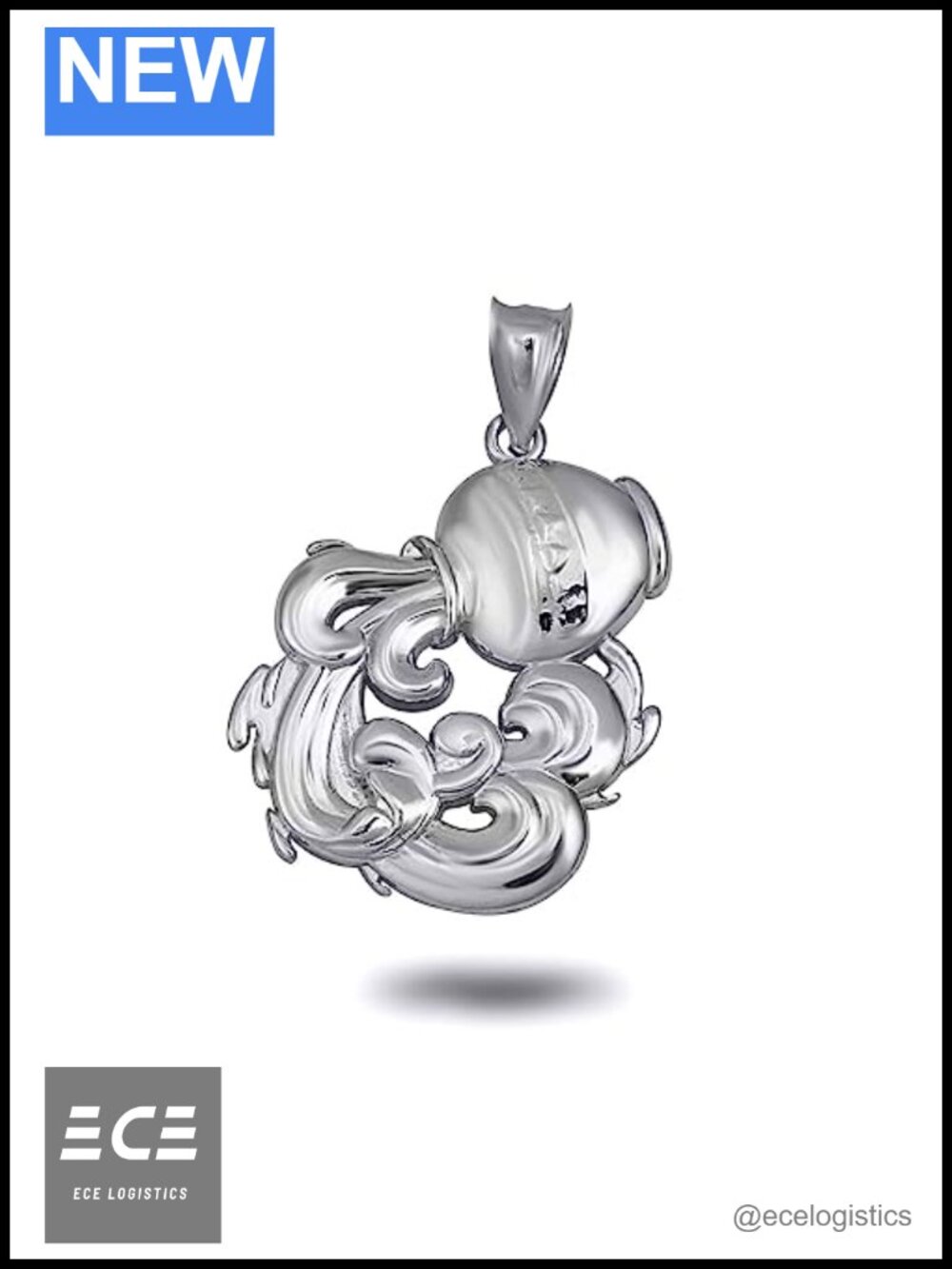 Sterling Silver Aquarius Zodiac Pendant Necklace with 20" Chain